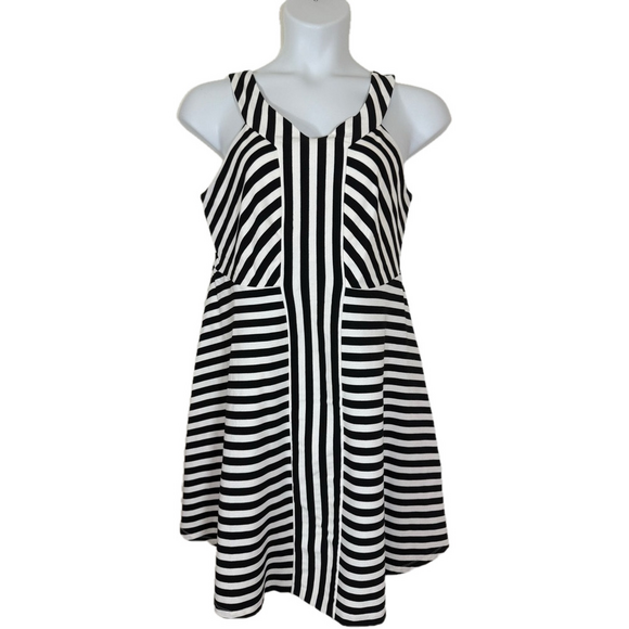 torrid Dresses & Skirts - Torrid Black White Stripes Sleeveless Fit & Flare Skater Dress 
SKU0246